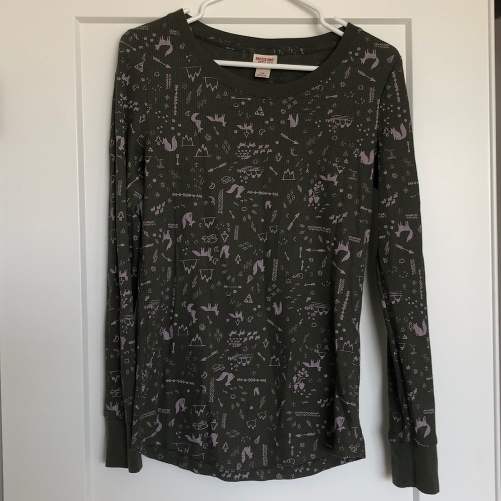 Waffle-Knit Long-Sleeve Shirt